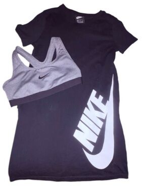 Nike Black/ White Swoosh Dress Paired W/ Nike Grey / Black Racer Back Sports Bra